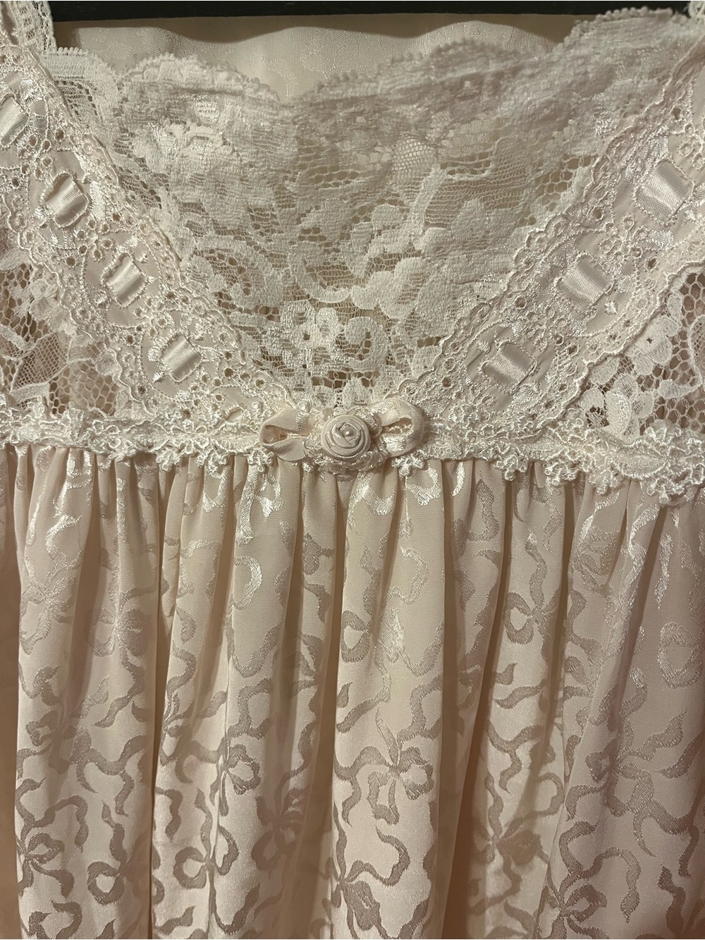 Vintage 70’s Christian Dior Le Connaisseur Women’s Ivory Satin Lace Nightgown M - Picture 5 of 12